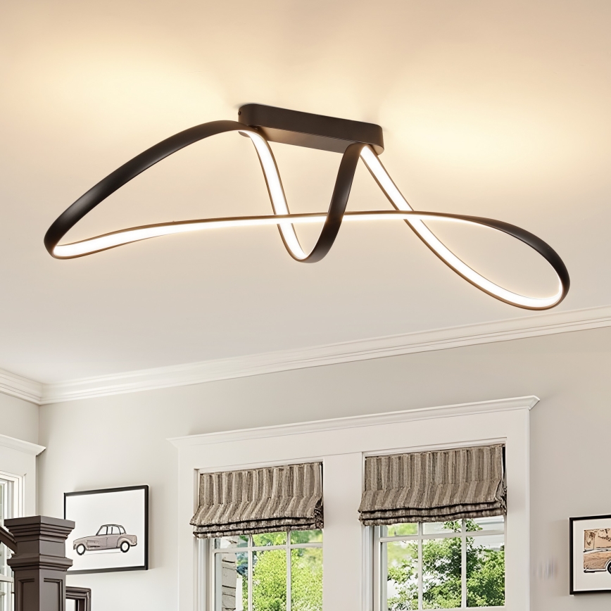 Brilagi - hämardatav LED pinnapealne laelamp TWISTER LED/60W/230V 3000-6000K must + kaugjuhtimispult