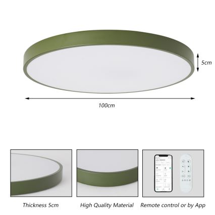 Brilagi - LED-hämardatav valgusti POOL SMART LED/128W/230V, läbimõõt 100 cm, 3000-6000K, Wi-Fi Tuya + kaugjuhtimispult, roheline
