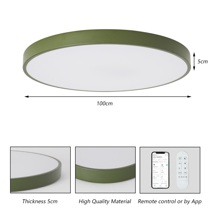 Brilagi - LED-hämardatav valgusti POOL SMART LED/128W/230V, läbimõõt 100 cm, 3000-6000K, Wi-Fi Tuya + kaugjuhtimispult, roheline