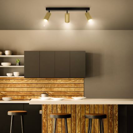 Brilagi - LED RGBW hämardatav suunavalgusti SELE GOLDEN 3xGU10/4,8W/230V 3000K must/kuldne + kaugjuhtimispult