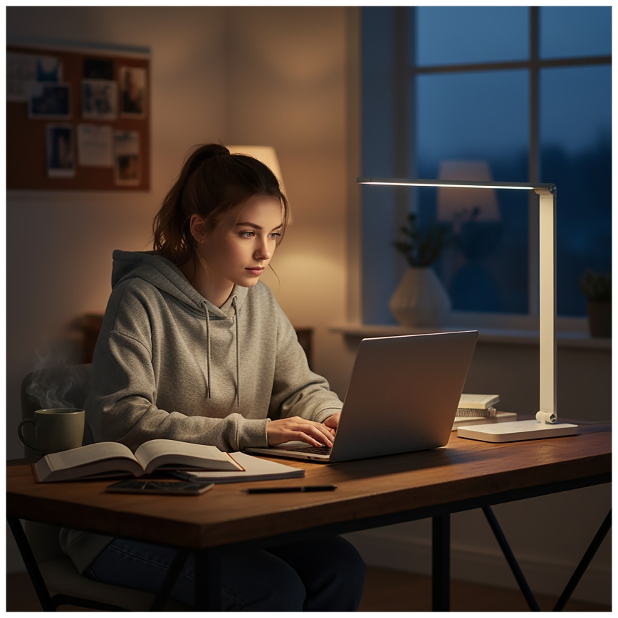 Brilagi - hämardatav puutetundlik laualamp traadita QI-laadimisega MODO CHARGE LED/7W/5V 3000/4000/6000K valge