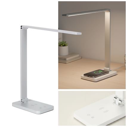 Brilagi - hämardatav puutetundlik laualamp traadita QI-laadimisega MODO CHARGE LED/7W/5V 3000/4000/6000K valge