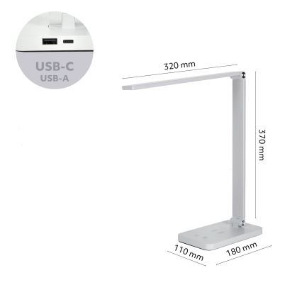 Brilagi - hämardatav puutetundlik laualamp traadita QI-laadimisega MODO CHARGE LED/7W/5V 3000/4000/6000K valge