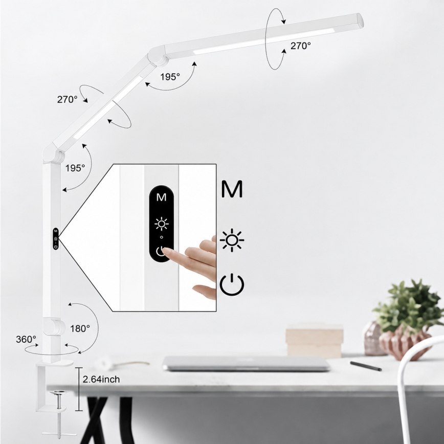 Brilagi - LED hämardatav puutetundlik painduv laualamp VARIO LED/12W/230V 3000/4000/5000/6500K CRI 92 valge