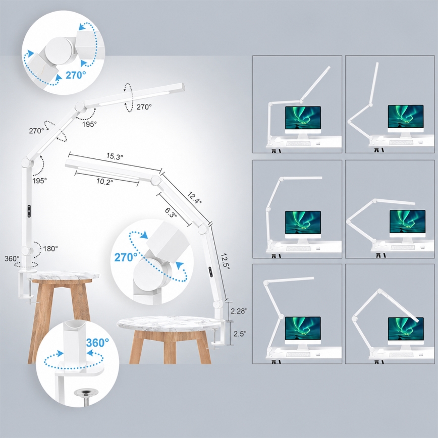 Brilagi - LED hämardatav puutetundlik painduv laualamp VARIO LED/12W/230V 3000/4000/5000/6500K CRI 92 valge