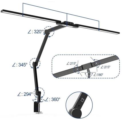 Brilagi - LED Hämardatav puutetundlik paindlik laualamp VARIO LED/24W/230V 3000-6500K CRI 92 must