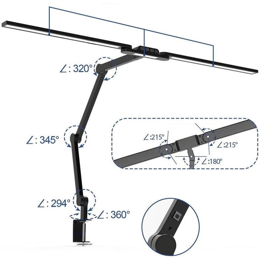 Brilagi - LED Hämardatav puutetundlik paindlik laualamp VARIO LED/24W/230V 3000-6500K CRI 92 must