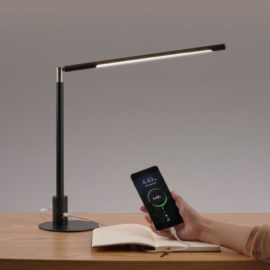 Brilagi - LED-hämardatav puutetundlik laualamp USB-portidega VARIO LED/7W/230V 3000-6500K CRI 96 must