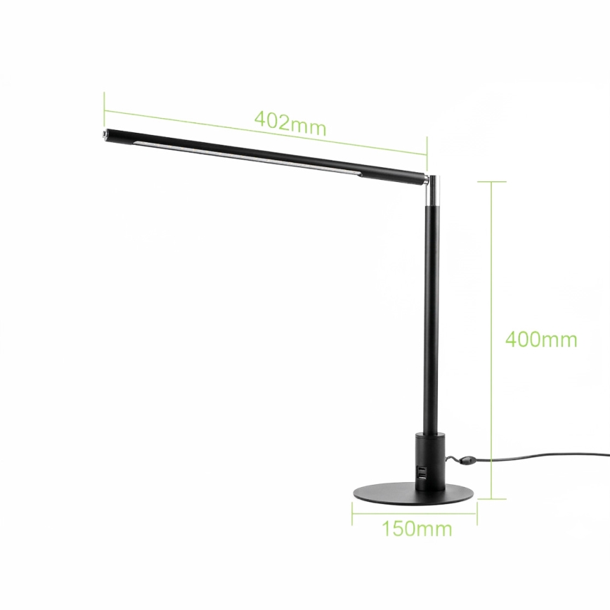 Brilagi - LED-hämardatav puutetundlik laualamp USB-portidega VARIO LED/7W/230V 3000-6500K CRI 96 must
