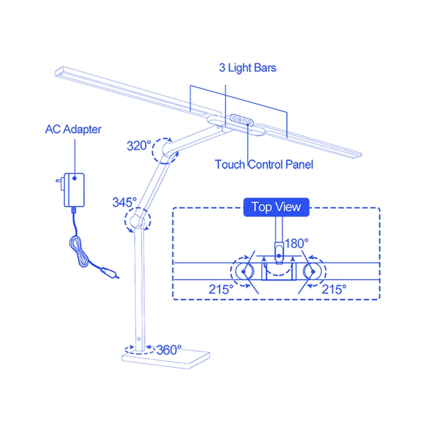 Brilagi - VARIO LED hämardatav puutetundlik lauavalgusti LED/24W/230V 3000-6500K CRI 92 must