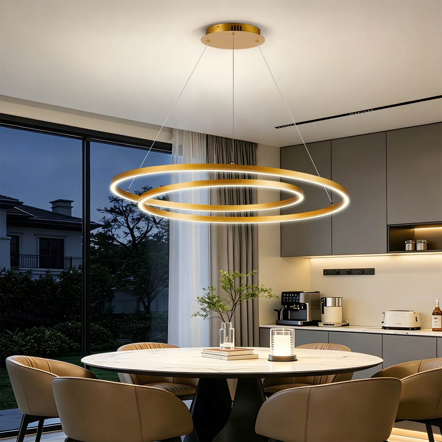 BRILAGI - hämardatav TWISTER LED-lühter kaabliga, 105 W, 230 V, 3000-6000 K, läbimõõt 100 cm, kuldne + kaugjuhtimispult