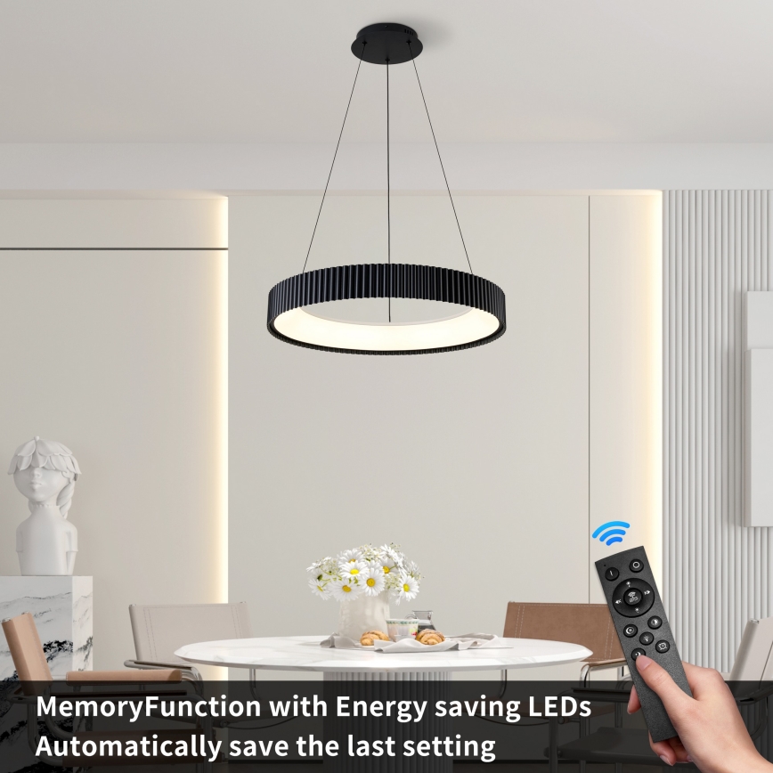 Brilagi - hämardatav LED-lühter riputuskaabliga FALCON MODERN LED/54W/230V 3000-6500K läbimõõt 60 cm must + kaugjuhtimispult