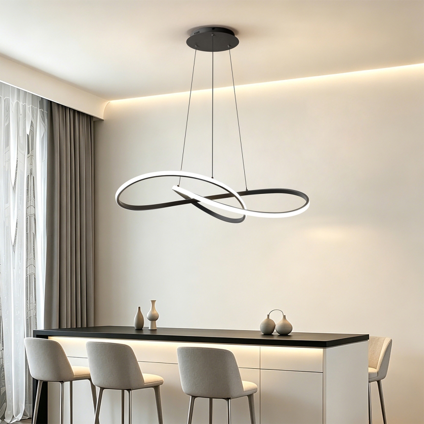 BRILAGI - LED-hämardatav ripatslühter kaablil INFINITY LED/80W/230V 3000-6000K 80x80 cm must + kaugjuhtimispult