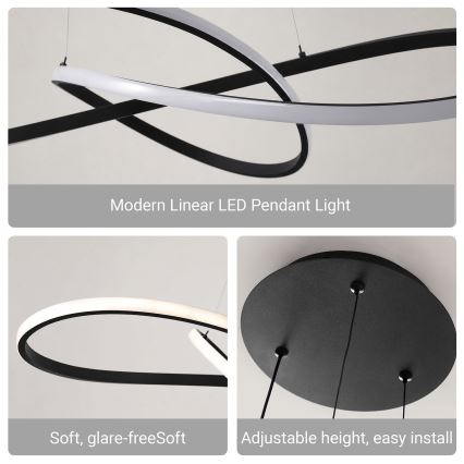 BRILAGI - LED-hämardatav ripatslühter kaablil INFINITY LED/80W/230V 3000-6000K 80x80 cm must + kaugjuhtimispult