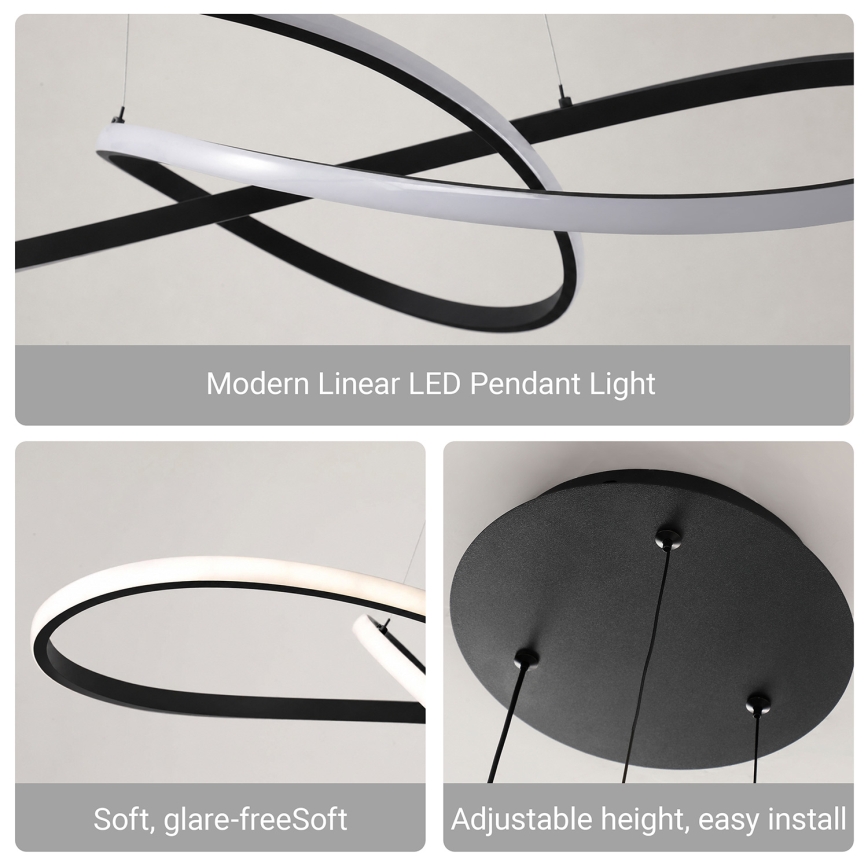 BRILAGI - LED-hämardatav ripatslühter kaablil INFINITY LED/80W/230V 3000-6000K 80x80 cm must + kaugjuhtimispult