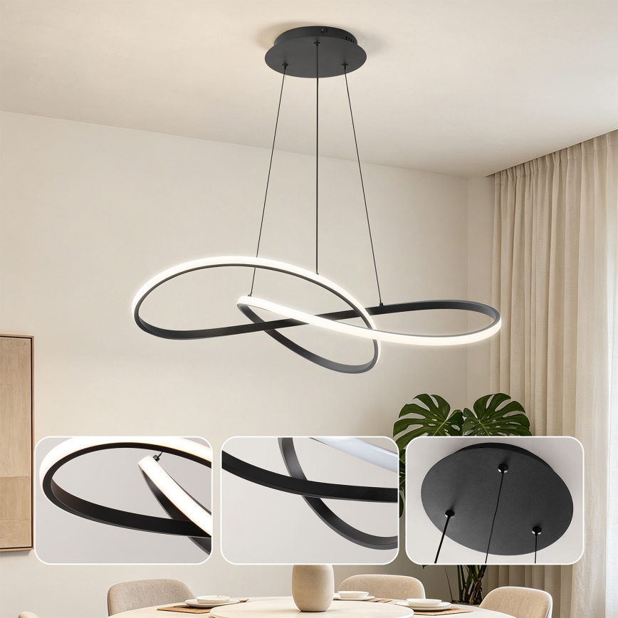 BRILAGI - LED-hämardatav ripatslühter kaablil INFINITY LED/80W/230V 3000-6000K 80x80 cm must + kaugjuhtimispult