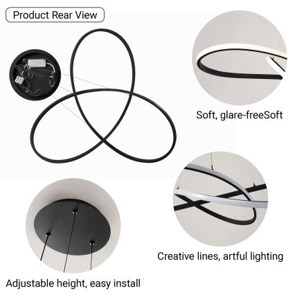 BRILAGI - LED-hämardatav ripatslühter kaablil INFINITY LED/80W/230V 3000-6000K 80x80 cm must + kaugjuhtimispult