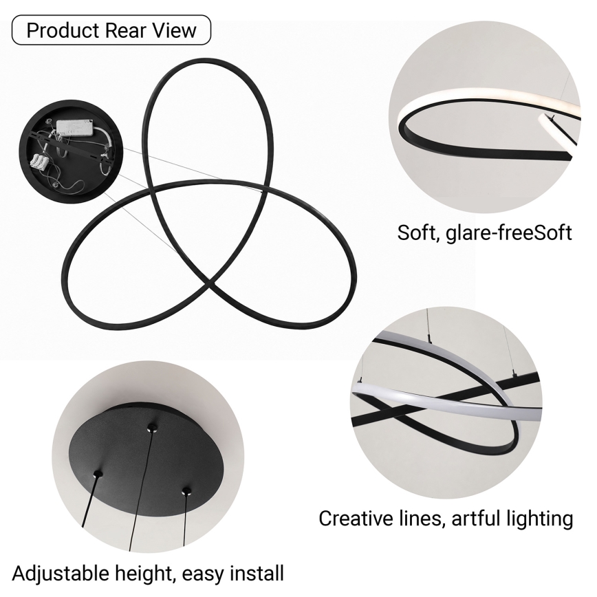 BRILAGI - LED-hämardatav ripatslühter kaablil INFINITY LED/80W/230V 3000-6000K 80x80 cm must + kaugjuhtimispult