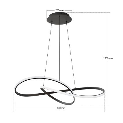 Brilagi - LED-hämardatav ripatslühter kaablil INFINITY LED/80W/230V 3000-6000K 80x80 cm must + kaugjuhtimispult