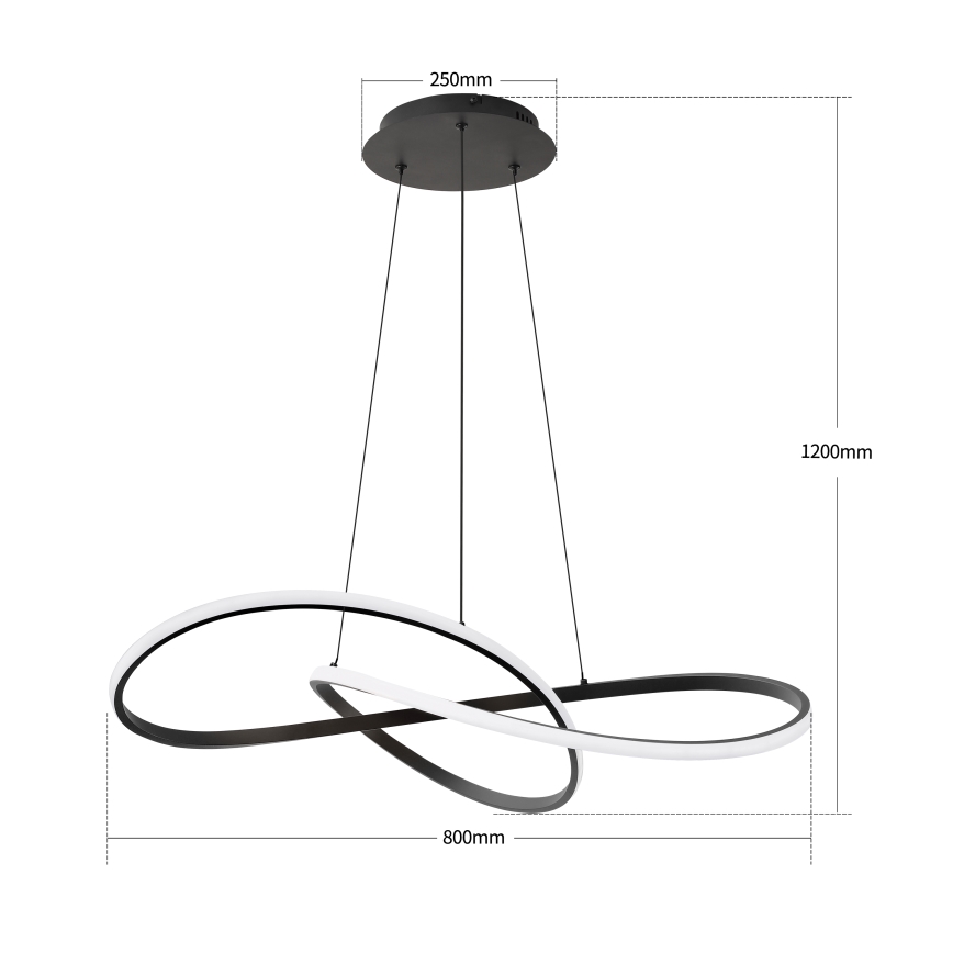 Brilagi - LED-hämardatav ripatslühter kaablil INFINITY LED/80W/230V 3000-6000K 80x80 cm must + kaugjuhtimispult