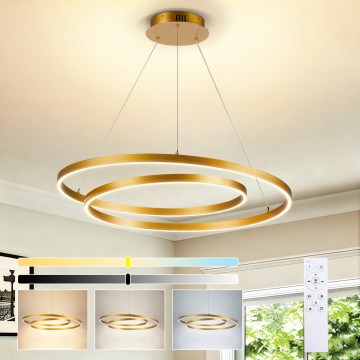 BRILAGI - LED hämardatav ripplamp kaablil TWISTER LED/75W/230V 3000-6000K läbimõõt 70 cm kuldne + kaugjuhtimispult