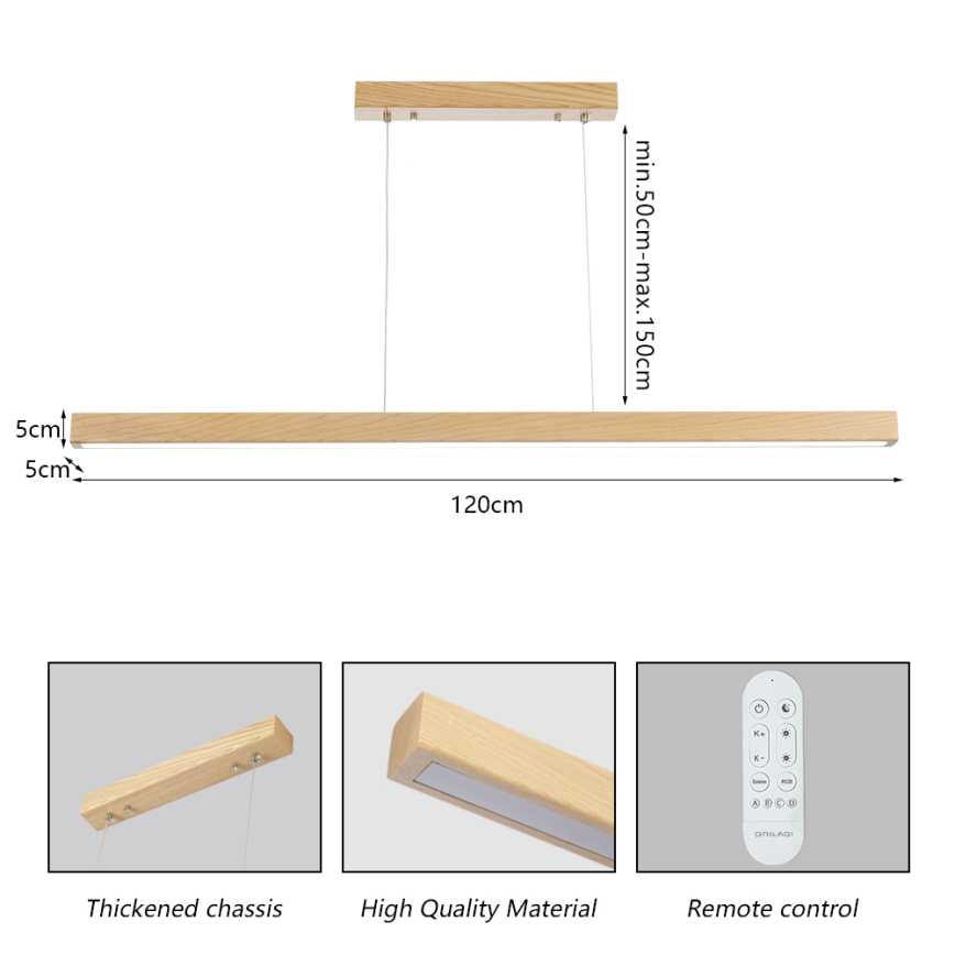 Brilagi - LED hämardatav ripplamp köiel OAK SMART LED/30W/230V Wi-Fi Tuya tamm + kaugjuhtimispult