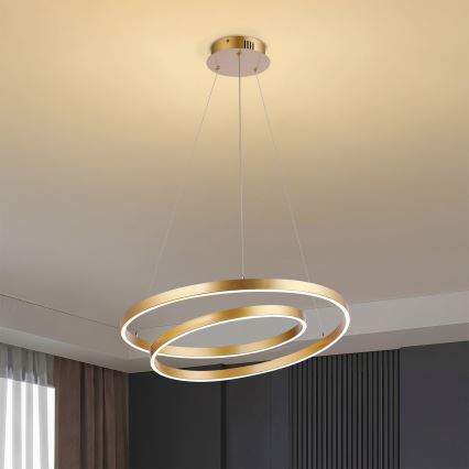 Brilagi - LED hämardatav lühter kaablil TWISTER LED/48W/230V 3000-6000K Ø 50 cm kuldne + kaugjuhtimispult