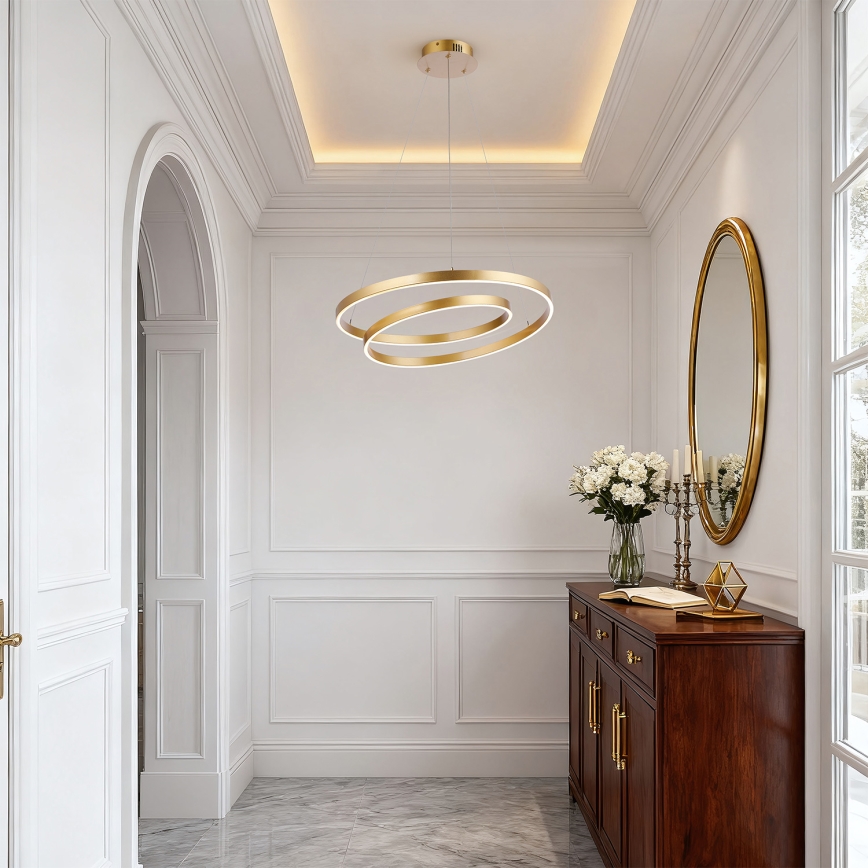 Brilagi - LED hämardatav lühter kaablil TWISTER LED/48W/230V 3000-6000K Ø 50 cm kuldne + kaugjuhtimispult