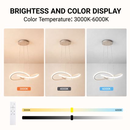 Brilagi - LED hämardatav rippvalgusti INFINITY kaabliga LED/55W/230V 3000-6000K 50x50 cm beež + kaugjuhtimispult
