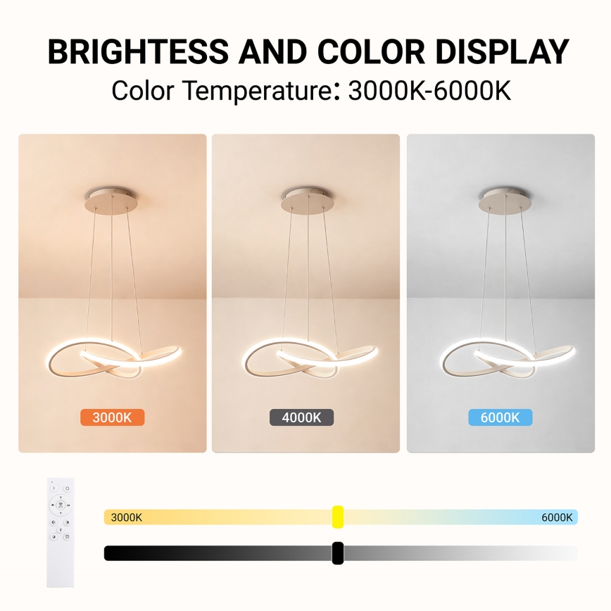 Brilagi - LED hämardatav rippvalgusti INFINITY kaabliga LED/55W/230V 3000-6000K 50x50 cm beež + kaugjuhtimispult