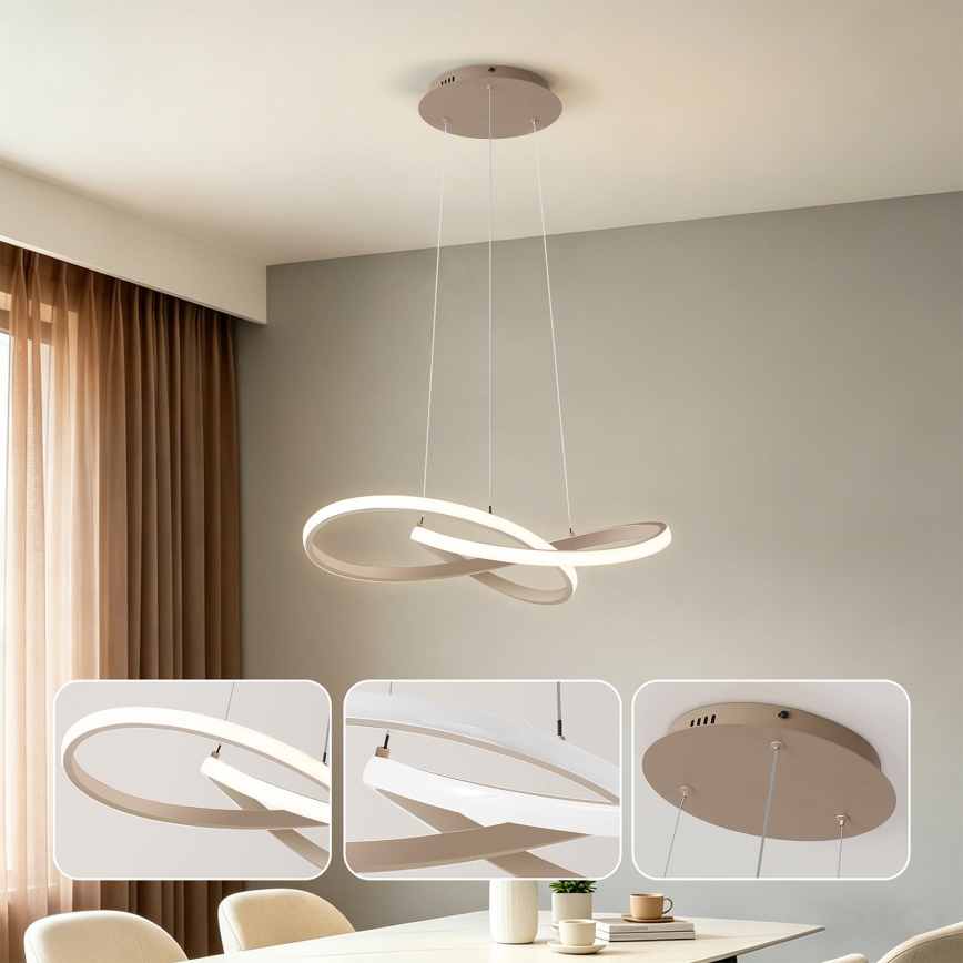 Brilagi - LED hämardatav rippvalgusti INFINITY kaabliga LED/55W/230V 3000-6000K 50x50 cm beež + kaugjuhtimispult