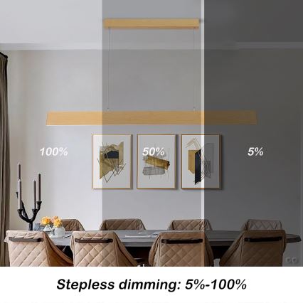 Brilagi - LED-dimmendatav ripplamp kaablil SLIMLINE LED/40W/230V 3000-6000K tammeviimistlus + kaugjuhtimispult