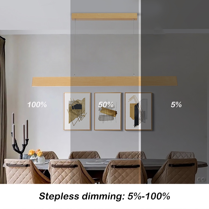 Brilagi - LED-dimmendatav ripplamp kaablil SLIMLINE LED/40W/230V 3000-6000K tammeviimistlus + kaugjuhtimispult