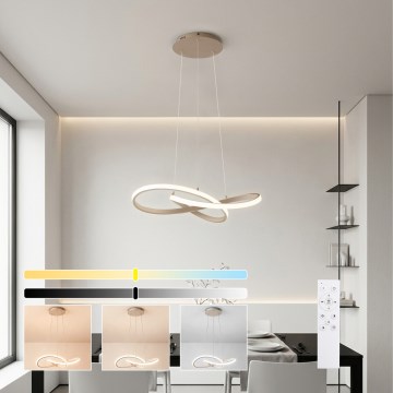 Brilagi - LED hämardatav rippvalgusti INFINITY kaabliga LED/55W/230V 3000-6000K 50x50 cm beež + kaugjuhtimispult