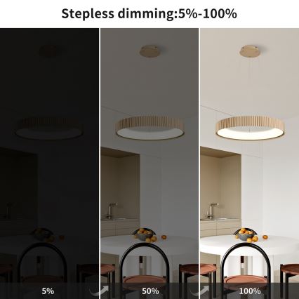 Brilagi - LED hämardatav kaabliga rippvalgusti FALCON MODERN LED/54W/230V 3000-6500K läbimõõt 60 cm beež + kaugjuhtimispult
