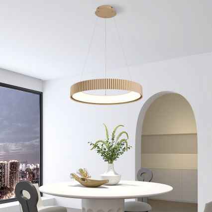 Brilagi - LED hämardatav kaabliga rippvalgusti FALCON MODERN LED/54W/230V 3000-6500K läbimõõt 60 cm beež + kaugjuhtimispult