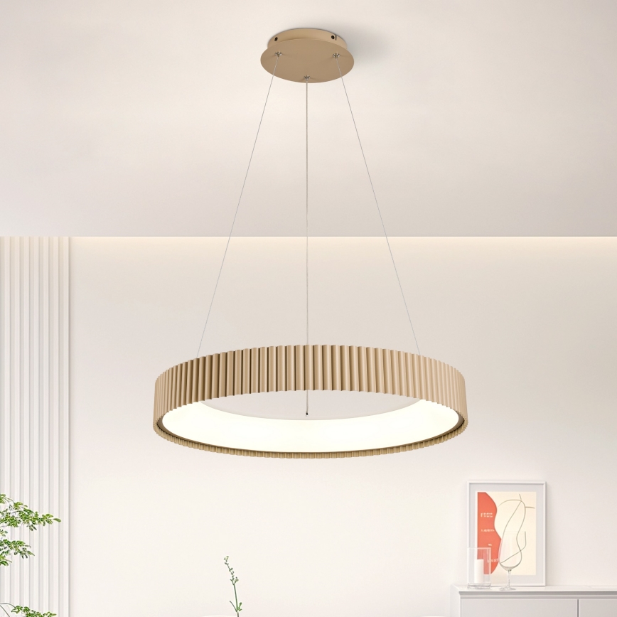 Brilagi - LED hämardatav kaabliga rippvalgusti FALCON MODERN LED/54W/230V 3000-6500K läbimõõt 60 cm beež + kaugjuhtimispult