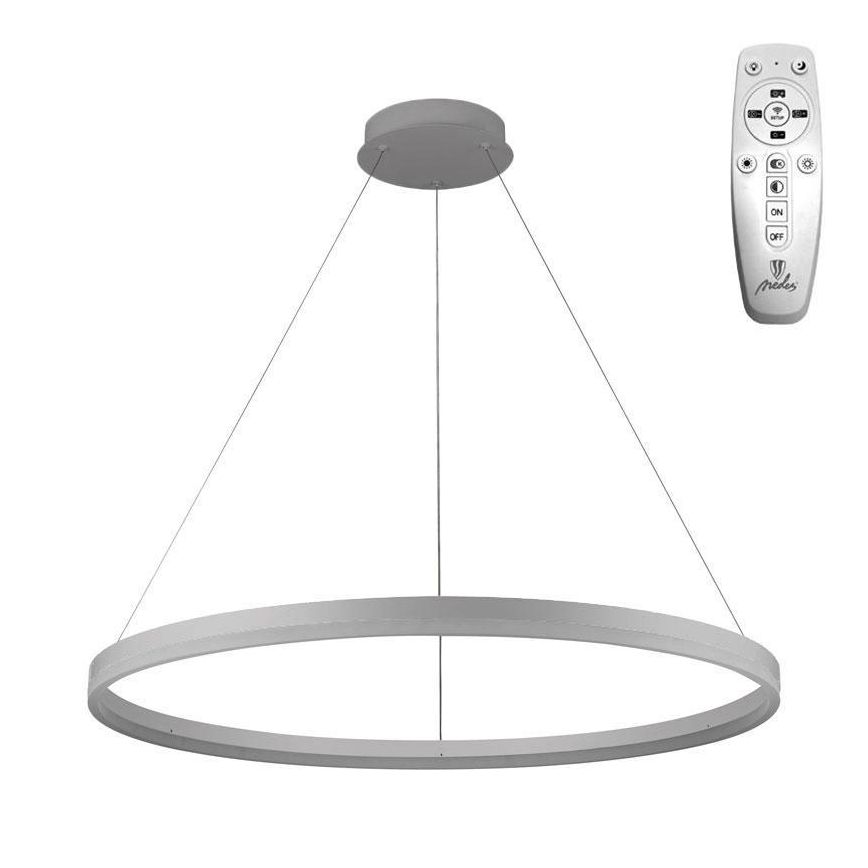 Brilagi - CIRCLE hämardatav LED-rippvalgusti kaabliga LED/55W/230V 3000-6500K läbimõõt 80 cm hõbedane + kaugjuhtimispult