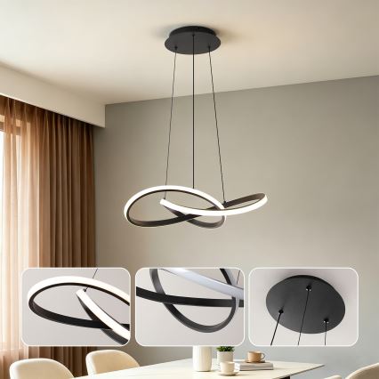Brilagi - LED-hämardatav rippvalgusti riputuskaabliga INFINITY LED/55W/230V 3000-6000K 50x50 cm must + kaugjuhtimispult