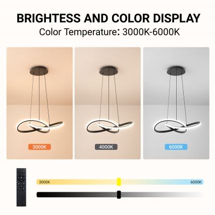 Brilagi - LED-hämardatav rippvalgusti riputuskaabliga INFINITY LED/55W/230V 3000-6000K 50x50 cm must + kaugjuhtimispult