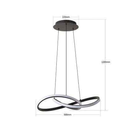 Brilagi - LED-hämardatav rippvalgusti riputuskaabliga INFINITY LED/55W/230V 3000-6000K 50x50 cm must + kaugjuhtimispult