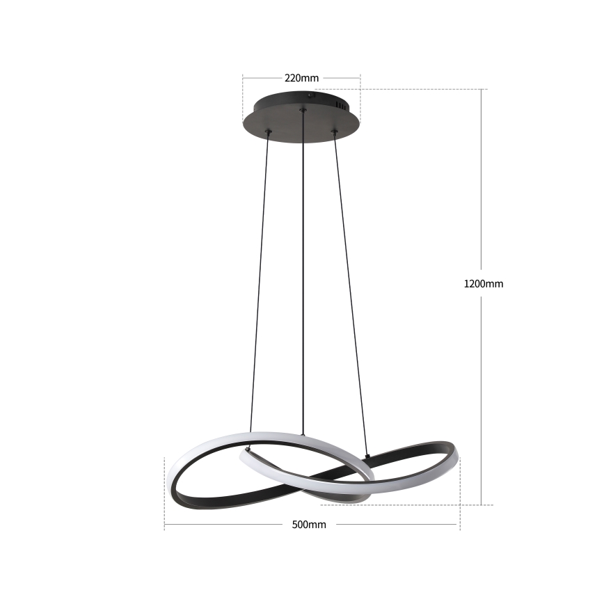 Brilagi - LED-hämardatav rippvalgusti riputuskaabliga INFINITY LED/55W/230V 3000-6000K 50x50 cm must + kaugjuhtimispult