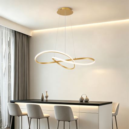 Brilagi - hämardatav LED-lühter kaablil INFINITY LED/80W/230V 3000-6000K 80x80 cm kuldne + kaugjuhtimispult