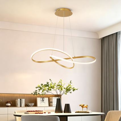 Brilagi - hämardatav LED-lühter kaablil INFINITY LED/80W/230V 3000-6000K 80x80 cm kuldne + kaugjuhtimispult
