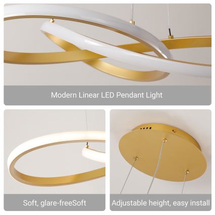 Brilagi - hämardatav LED-lühter kaablil INFINITY LED/80W/230V 3000-6000K 80x80 cm kuldne + kaugjuhtimispult