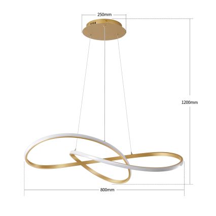 Brilagi - hämardatav LED-lühter kaablil INFINITY LED/80W/230V 3000-6000K 80x80 cm kuldne + kaugjuhtimispult