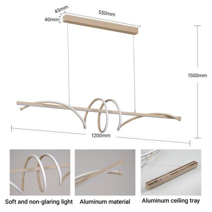 BRILAGI - LED hämardatav lühter köisel SIGNATURE LED/50W/230V 3000-6000K 120 cm beež + kaugjuhtimispult