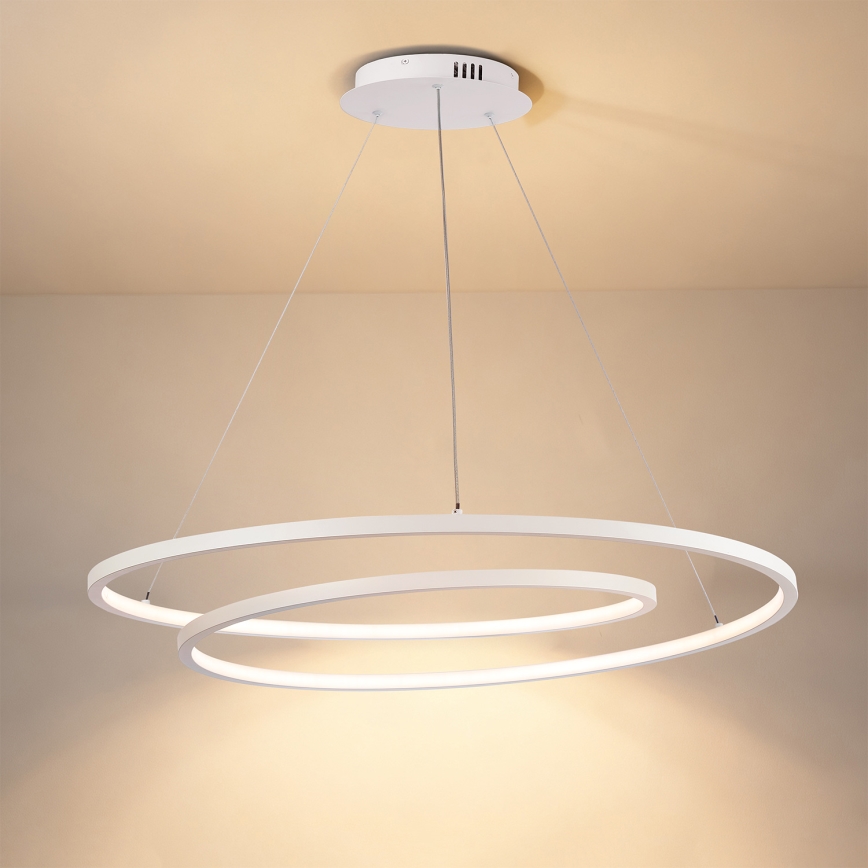 Brilagi - LED-hämardatav rippvalgusti kaablil TWISTER, LED 105 W/230 V, 3000–6000 K, läbimõõt 100 cm, valge + kaugjuhtimispult