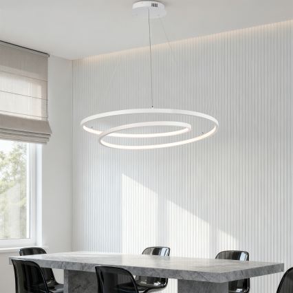 Brilagi - LED-hämardatav rippvalgusti kaablil TWISTER, LED 105 W/230 V, 3000–6000 K, läbimõõt 100 cm, valge + kaugjuhtimispult