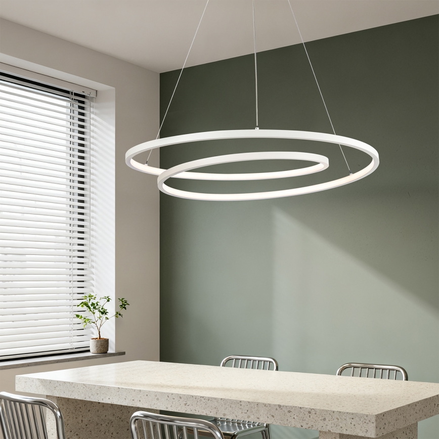 Brilagi - LED-hämardatav rippvalgusti kaablil TWISTER, LED 105 W/230 V, 3000–6000 K, läbimõõt 100 cm, valge + kaugjuhtimispult